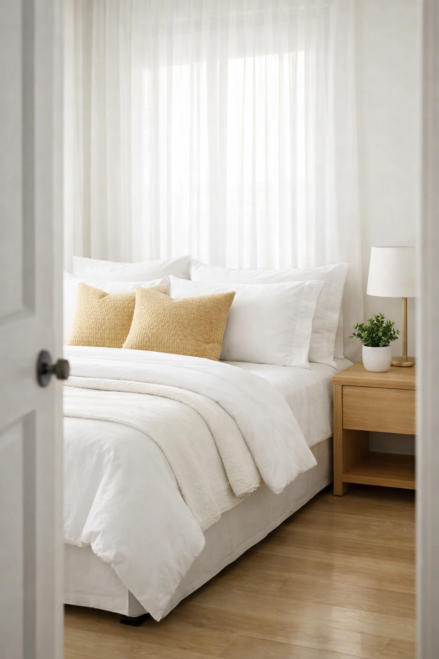 Pristine bedroom following a deep cleaning service in Greenville, SC highlighting a spotless interior.