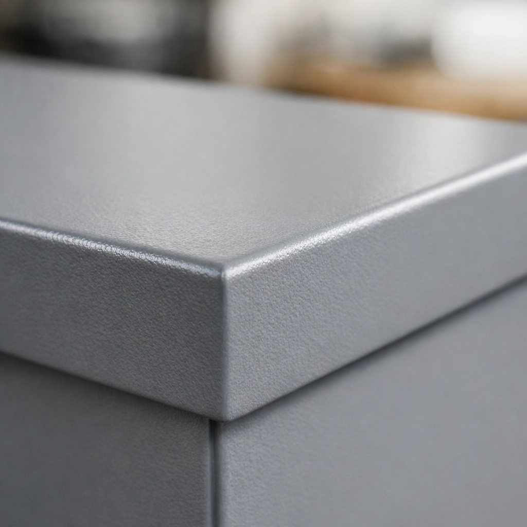 Close-up of a smooth, professional matte spray finish on a piece of upcycled furniture.