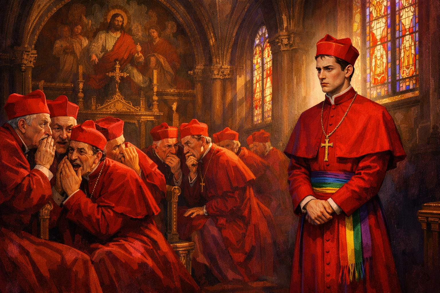 Vatican cardinals reacting to Pope Julius III making teenage Innocenzo a Cardinal