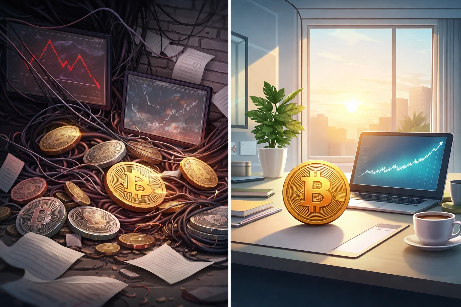 Comparison of complex multi-cryptocurrency management versus simplified stablecoin payment processing