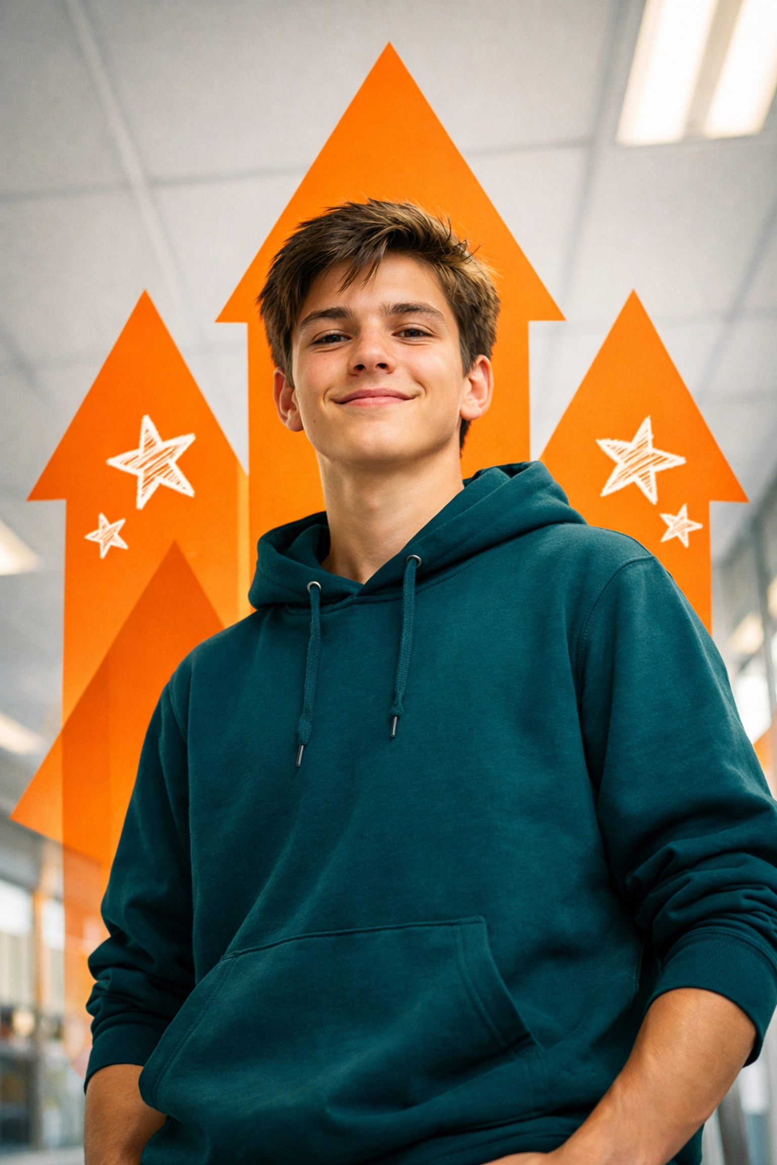 Confident teen boy demonstrating leadership after completing an online life skills program for teens.