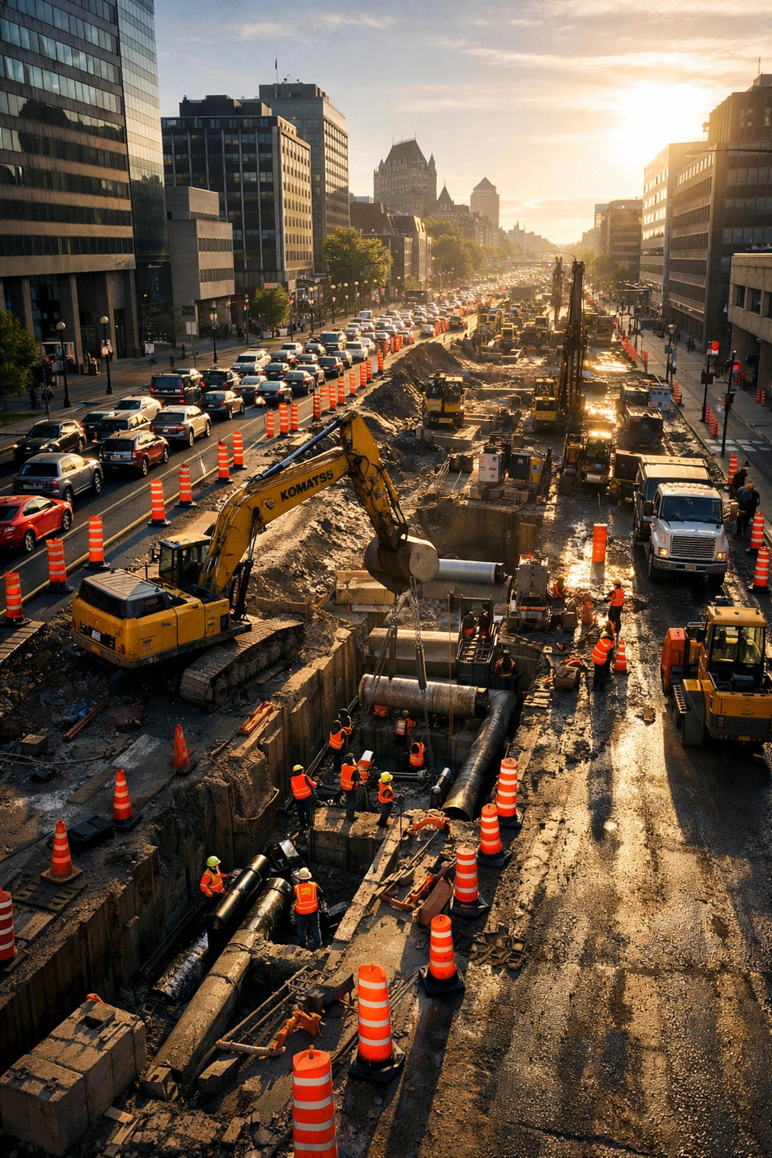 Quebec City tramway construction causes traffic disruptions on René-Lévesque Boulevard
