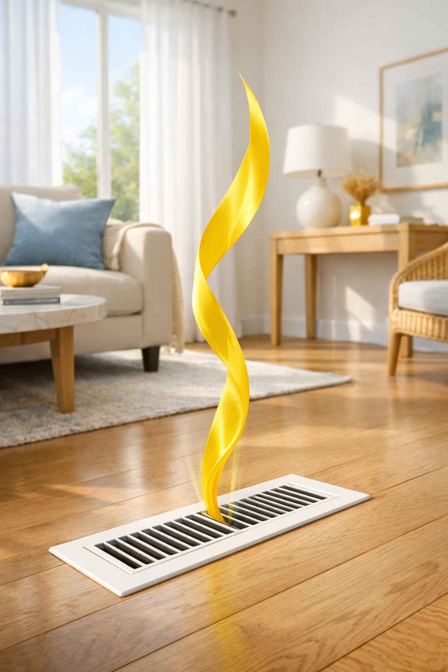 Proper airflow from a floor vent ensuring balanced home heating and cooling pressure.