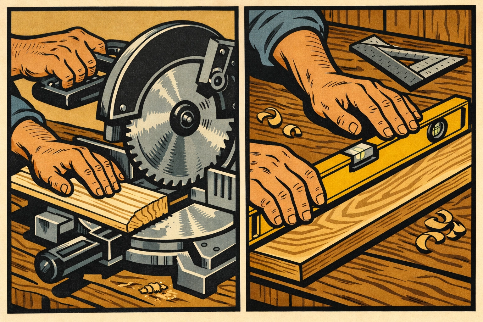 Professional carpenter using tools for quality home improvement carpentry work