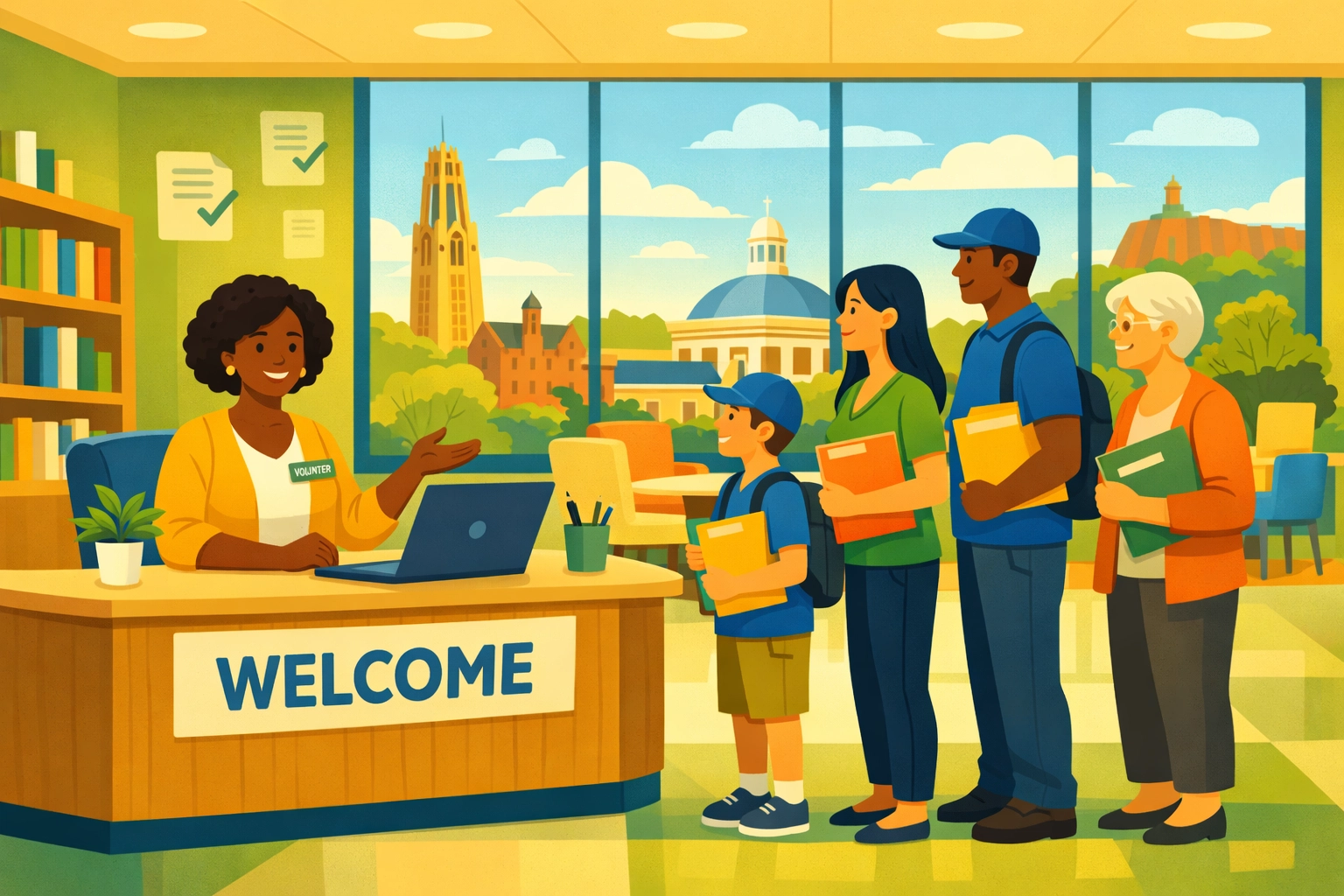 VITA volunteer assisting taxpayers with free tax preparation at New Haven community center