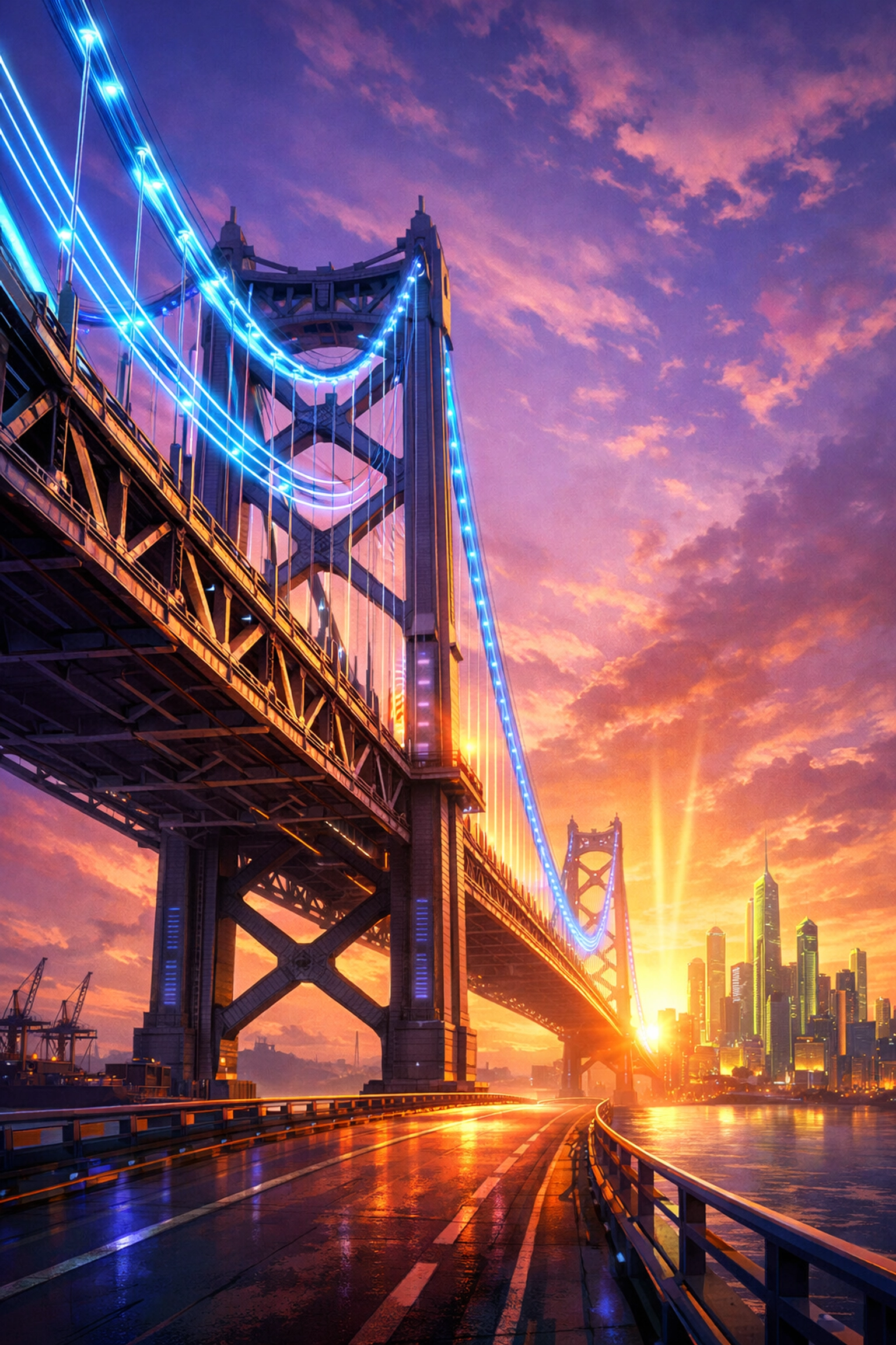 Modern bridge leading toward a digital future for industrial marketing and web development.