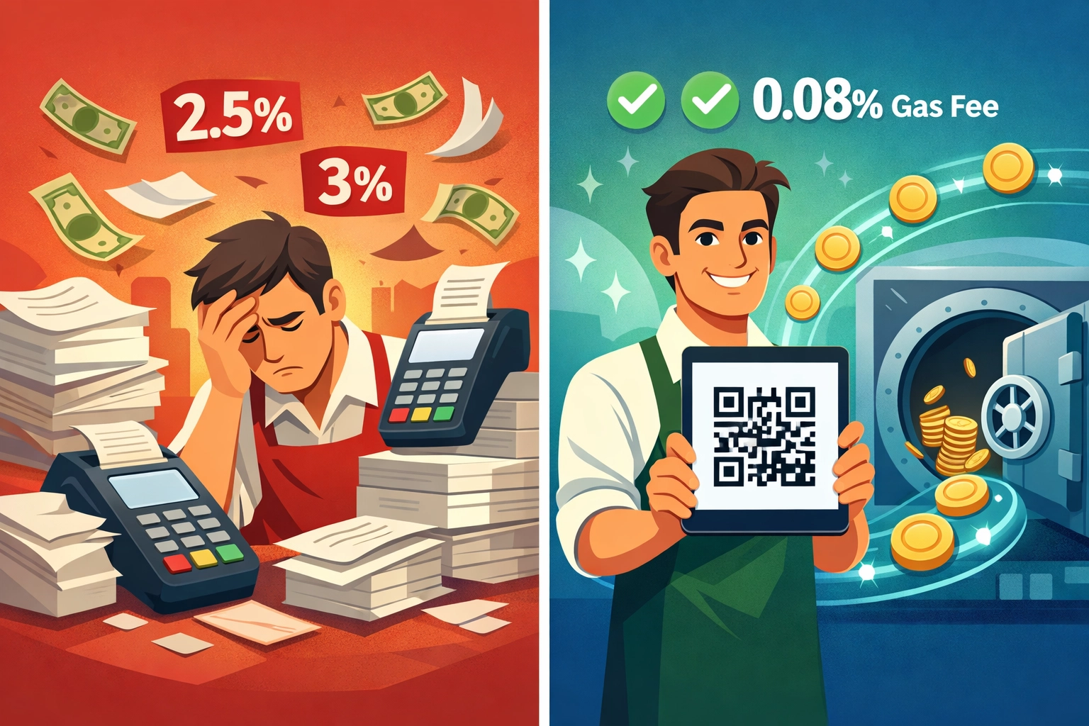 Merchant payment fee comparison: traditional processors vs LUSD crypto payments cost savings