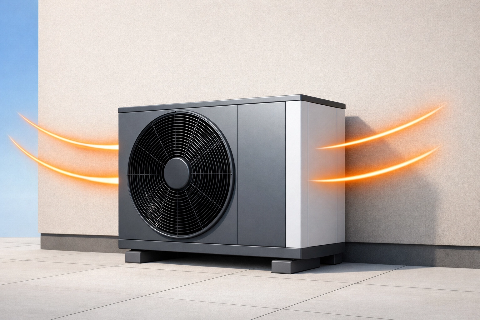 Air source heat pump installed outside UK home for Warm Homes Plan