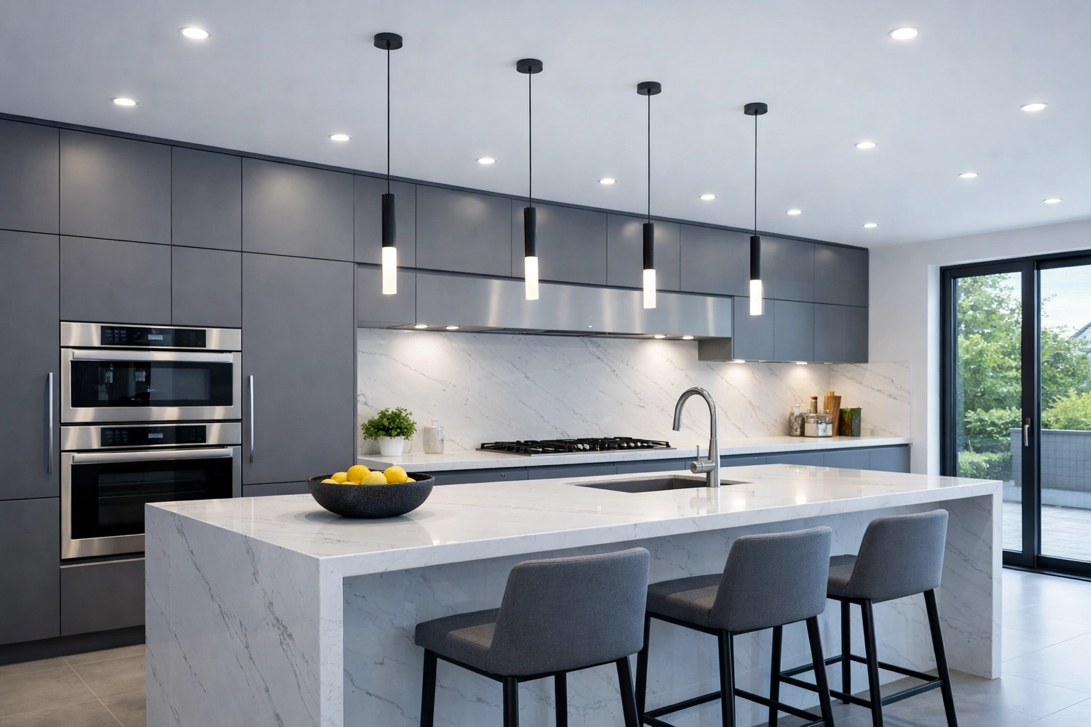 Professional LED lighting installation in a modern Bournemouth kitchen for improved electrical safety and efficiency.