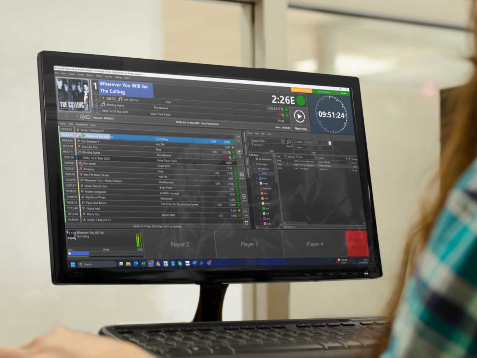 Myriad Playout radio automation software desktop interface