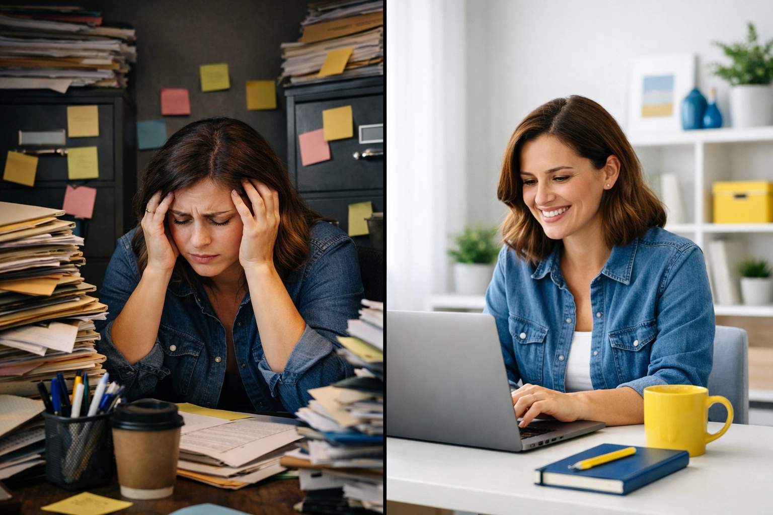 Nonprofit worker transitioning from manual data entry to AI automation