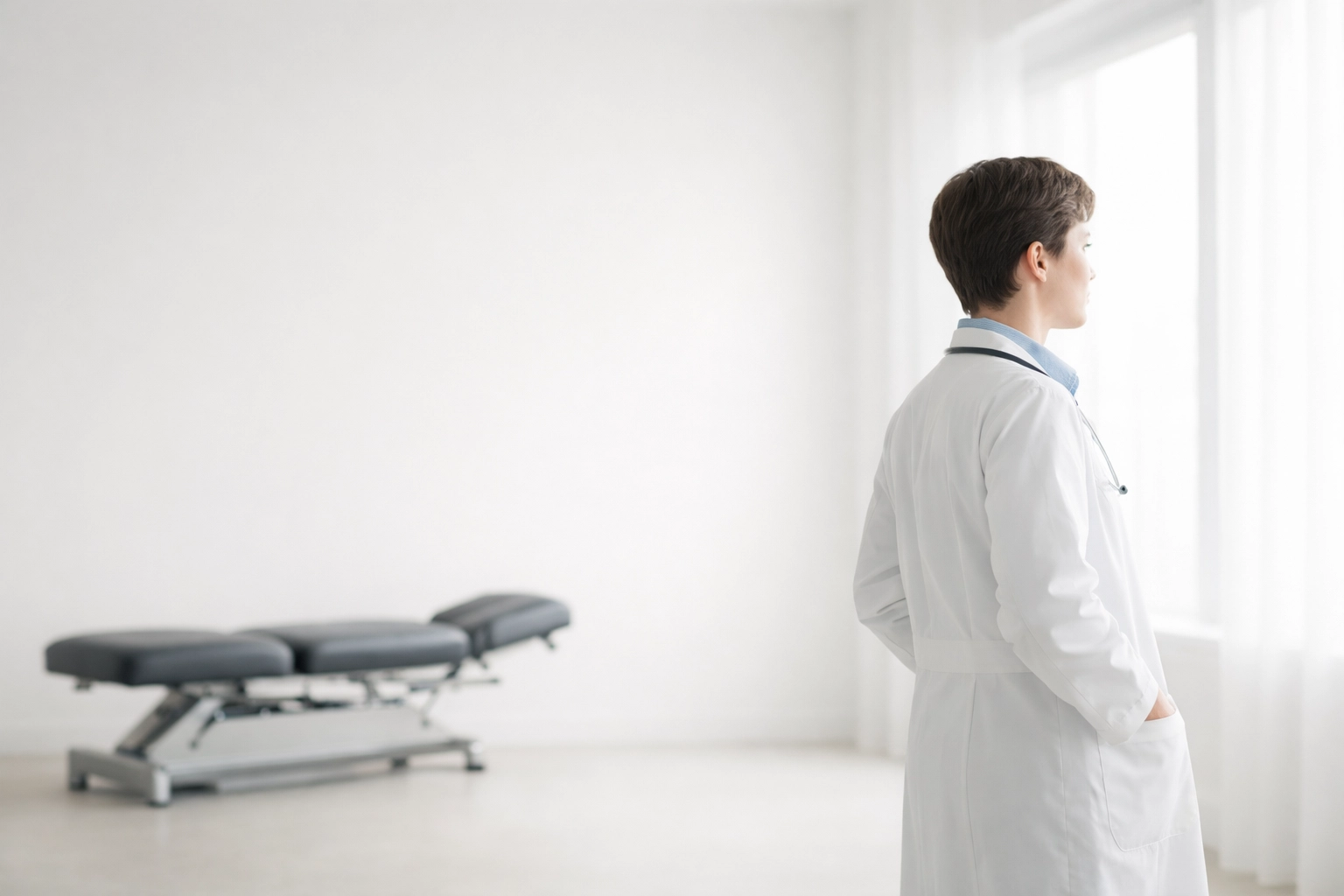 A successful chiropractor in a modern clinic reflecting on practice growth and local SEO success.