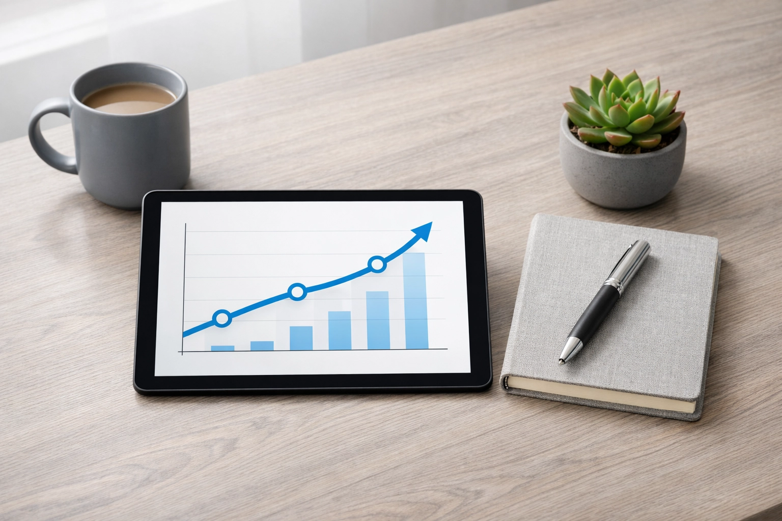 A minimalist desk with a financial graph illustrating installment loans in Canada repayment terms.