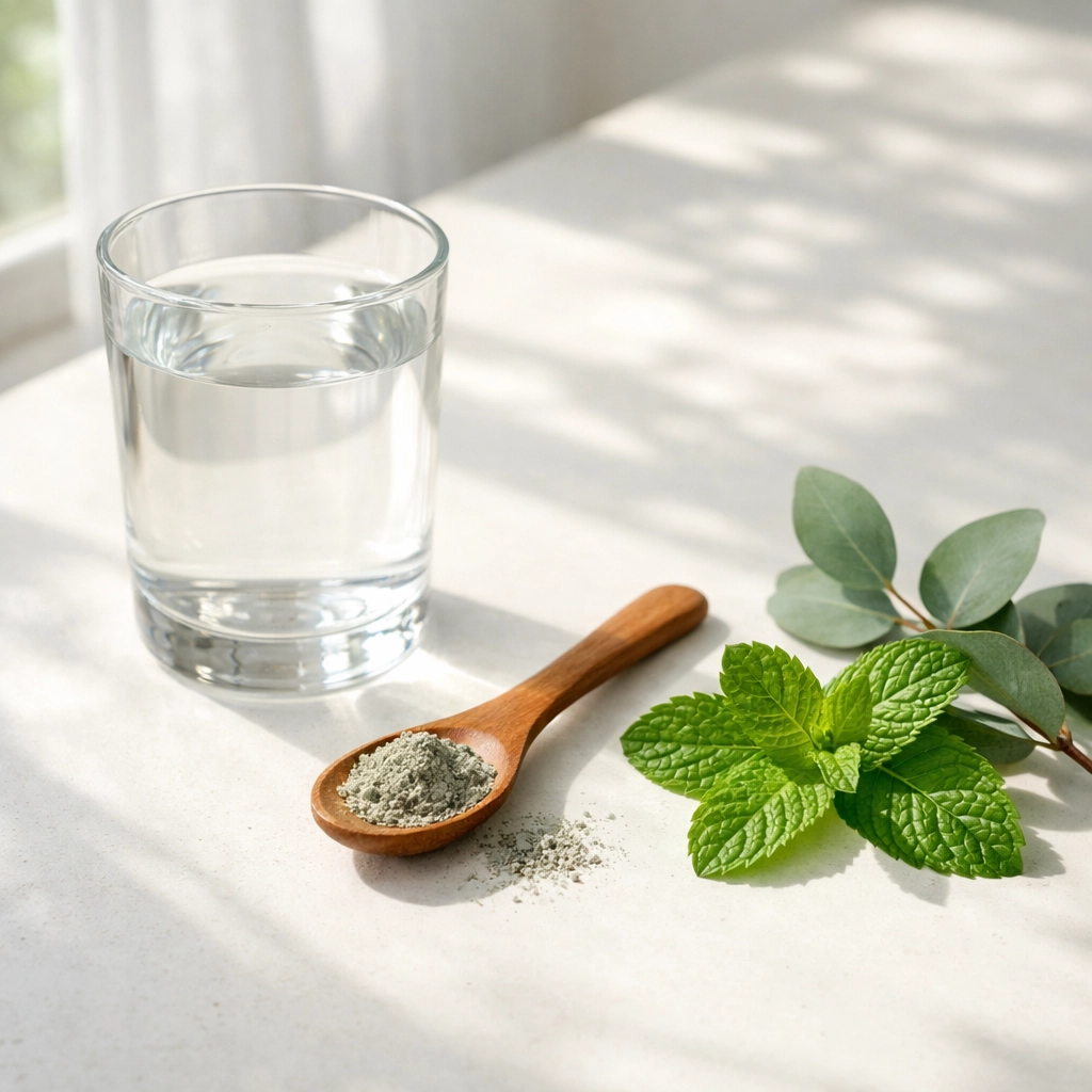 Bentonite clay mixed with water for safe internal consumption and wellness