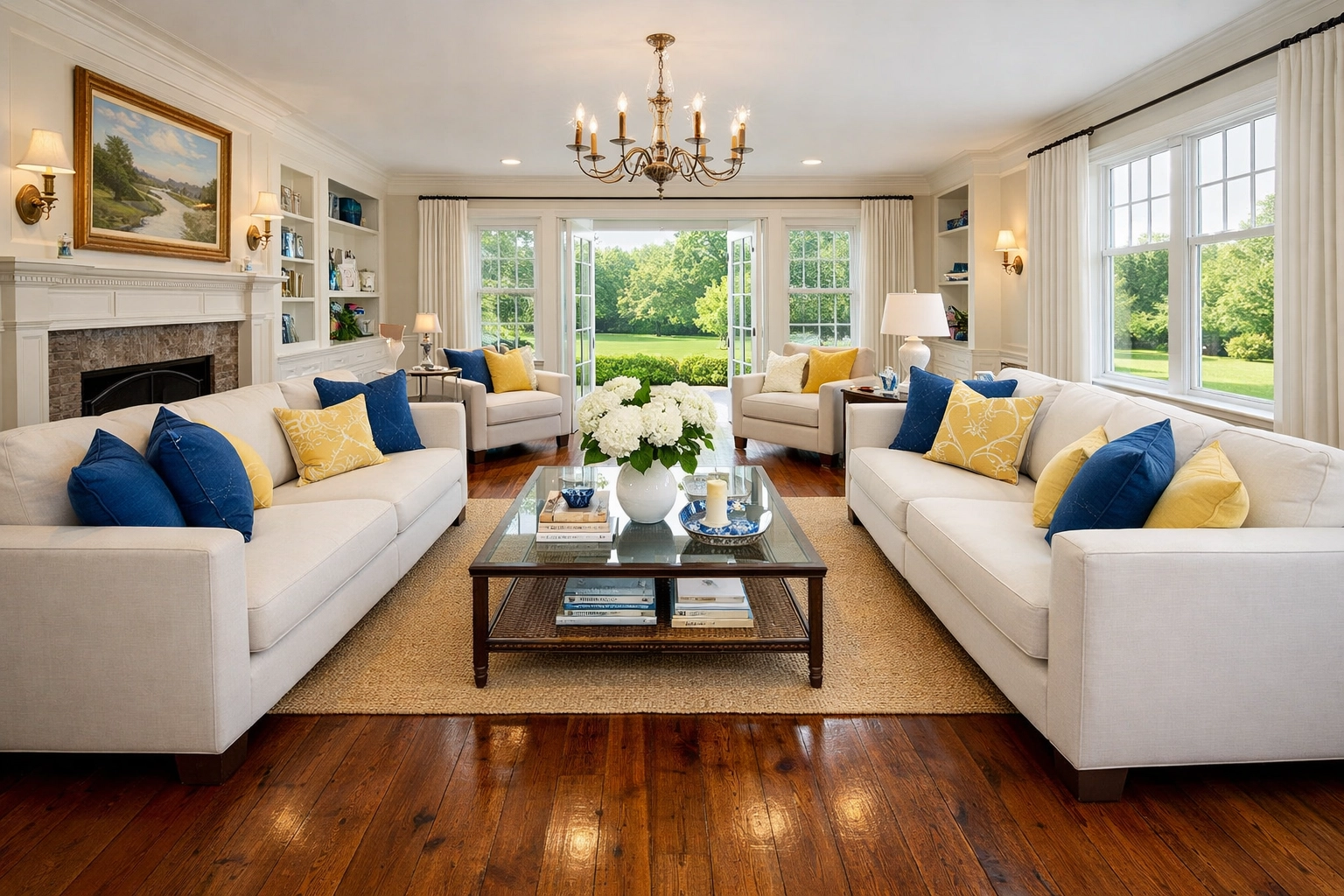 Pristine Wellesley estate living room after professional luxury house cleaning maintenance.