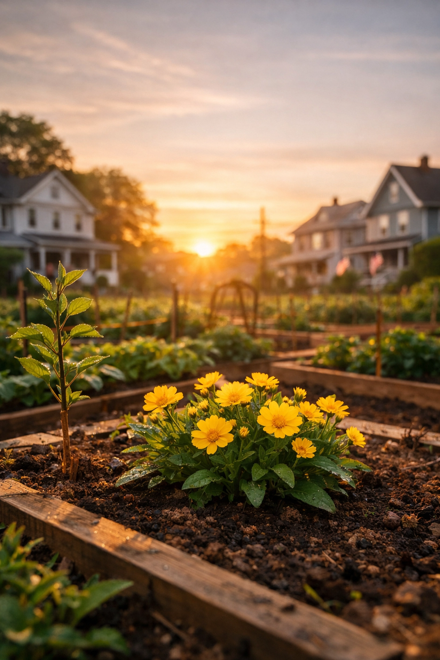 Community garden in a New Jersey neighborhood showing resilience and disaster recovery resources NJ.