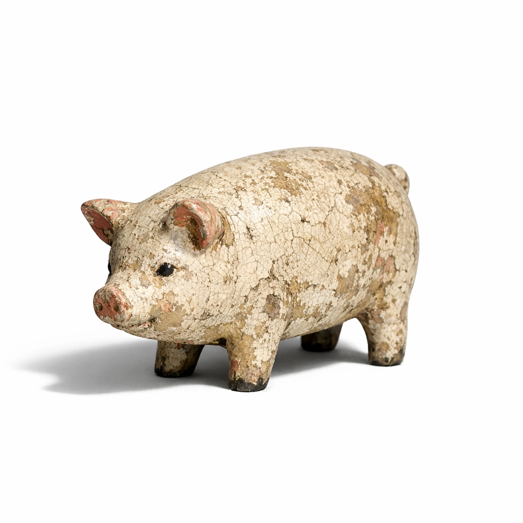 Ceramic pig figurine representing the political satire in the classic book Animal Farm.
