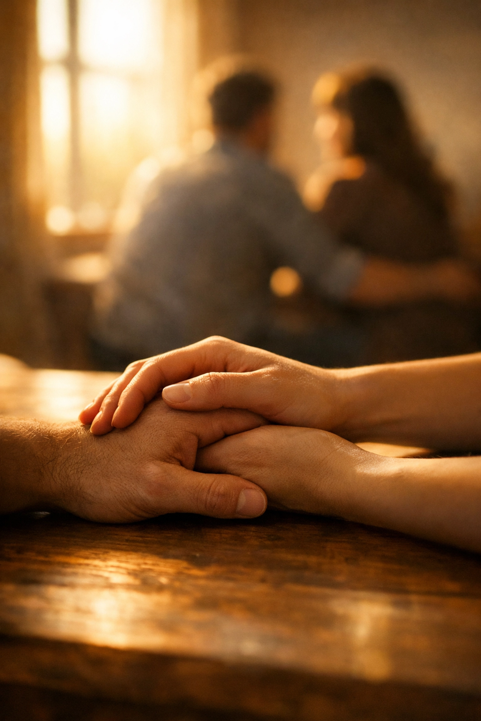 Hands clasped together showing support and trust in relationships