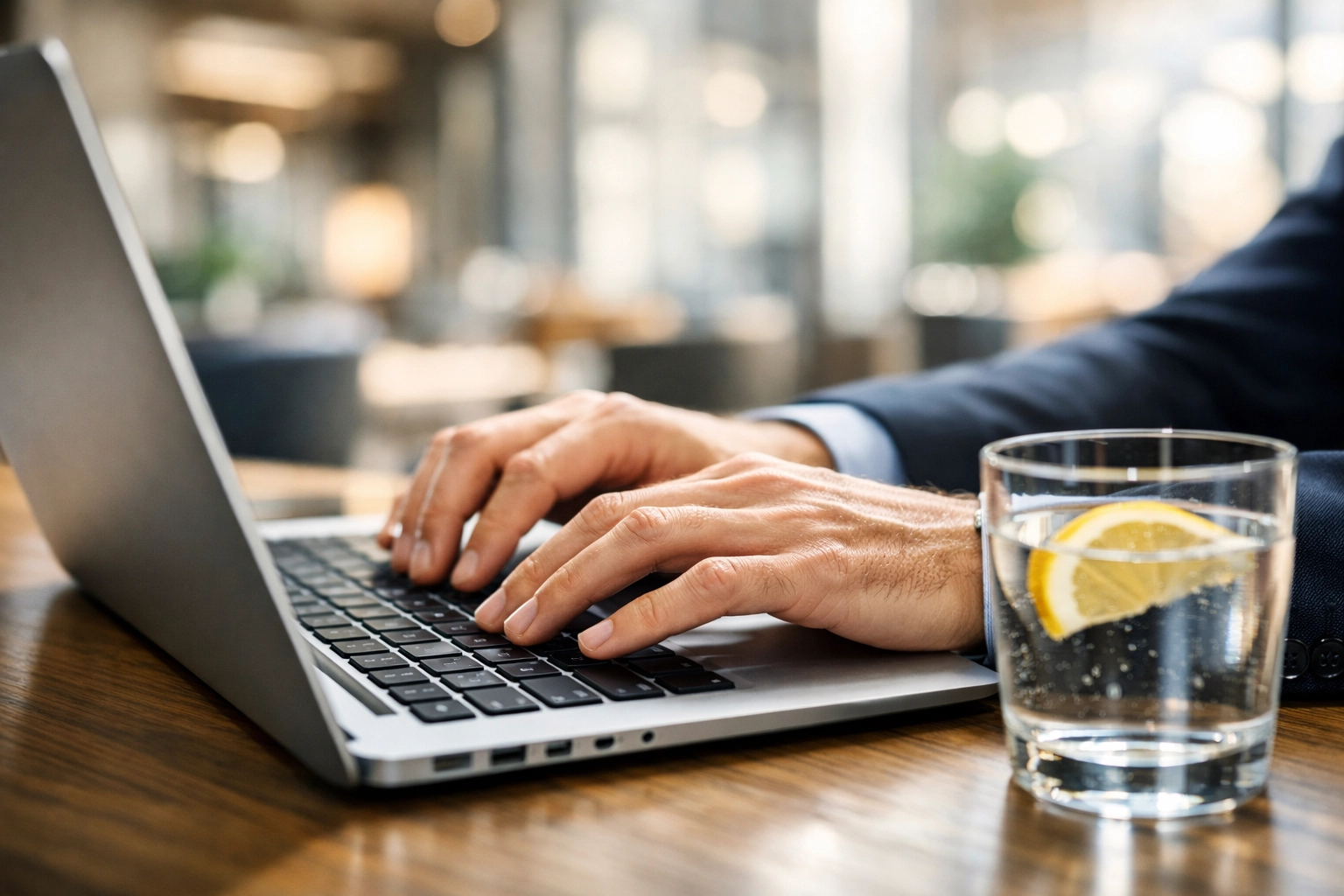 A professional responding quickly to leads on a laptop to improve sales funnel conversion rates.