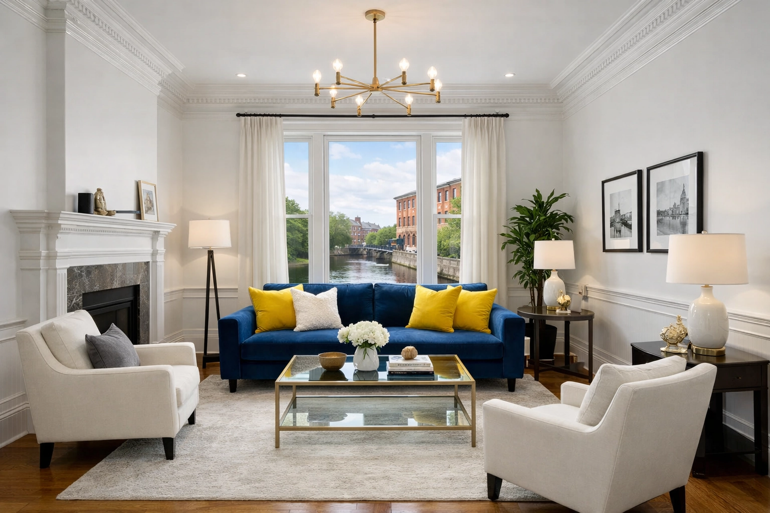 Clean living room in a historic home after a thorough move-in/move-out cleaning Lowell.