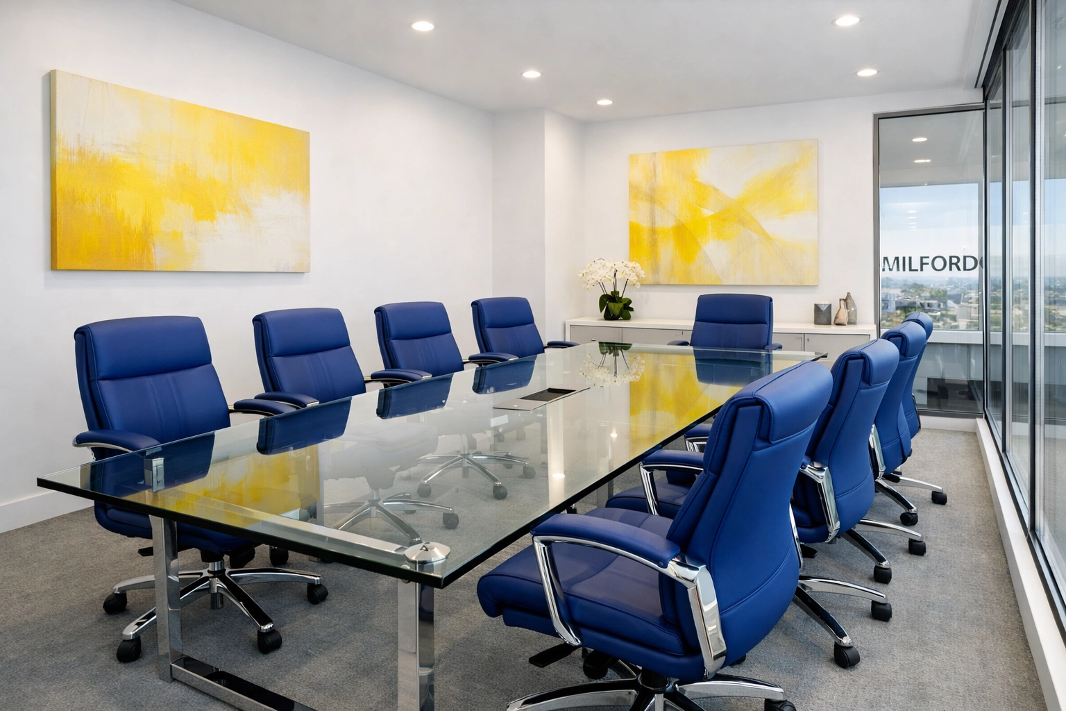 Impeccably clean modern office space in Milford after professional commercial cleaning services.