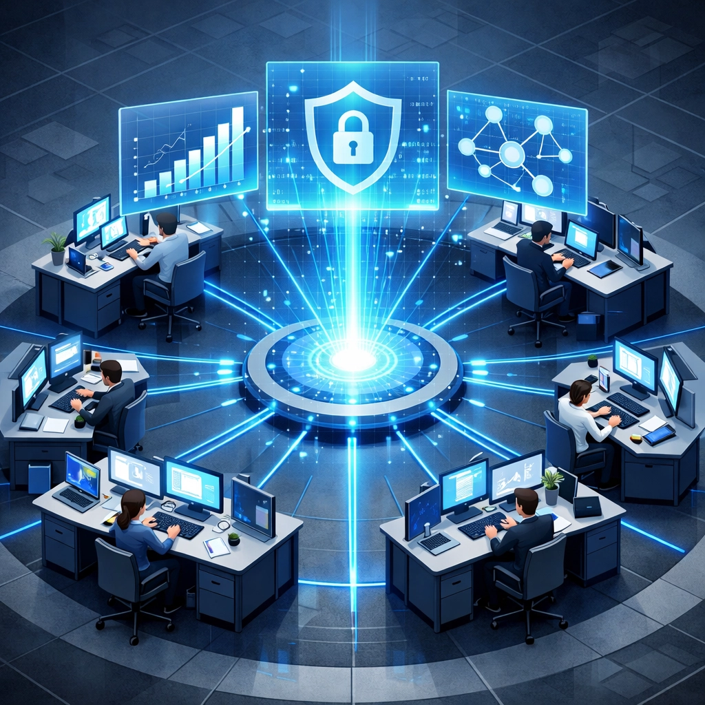 Connected business workspace with centralized managed IT monitoring and oversight