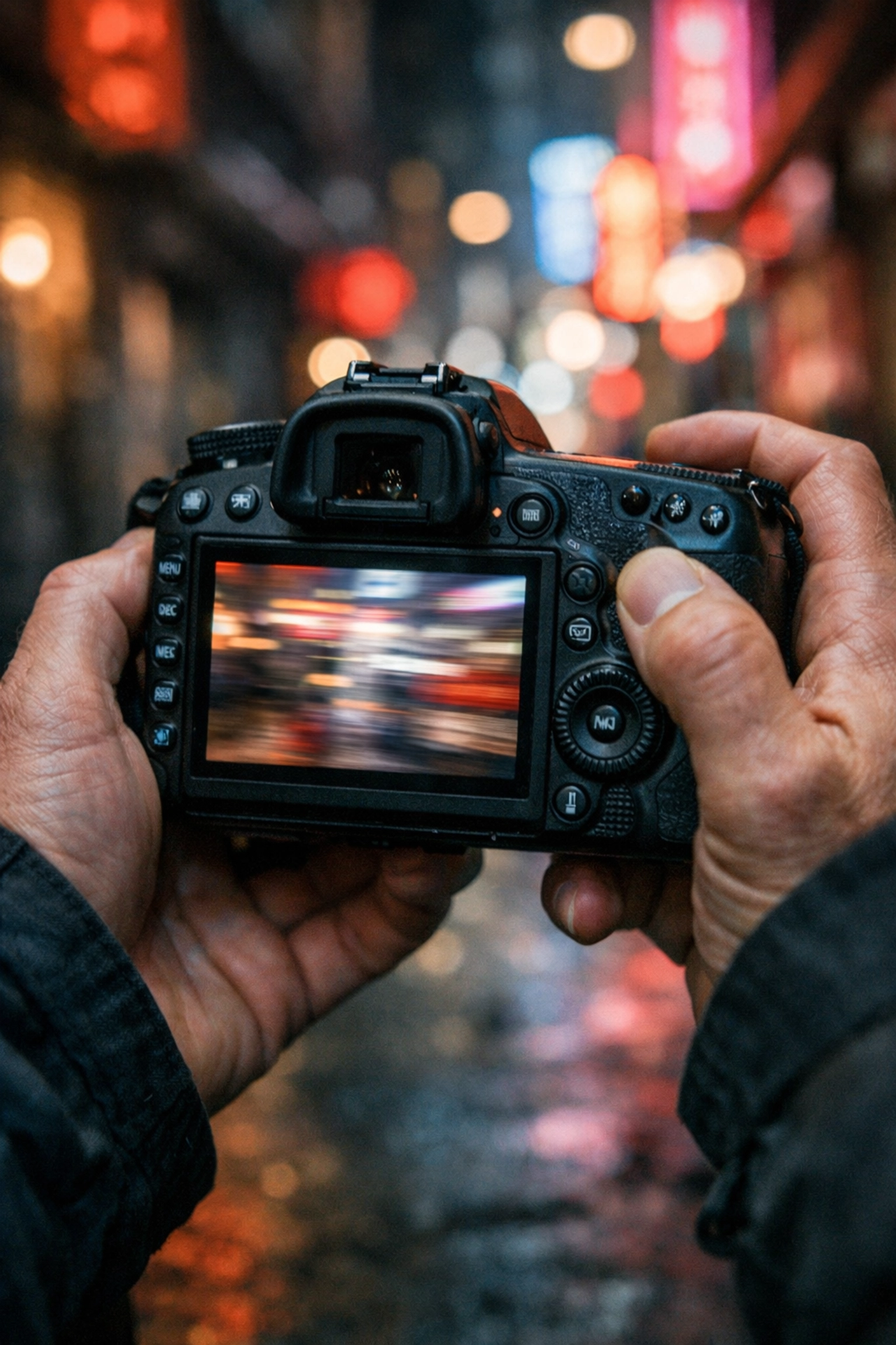 Close-up of camera showing motion blur from slow shutter speed, a common manual mode mistake.