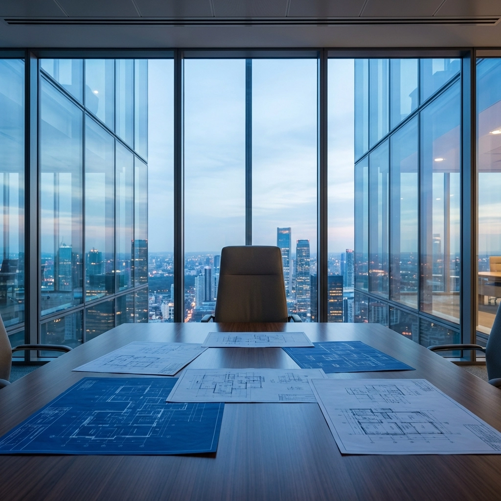 Corporate boardroom at dusk symbolizing leadership gaps in SAP S/4HANA migration strategy