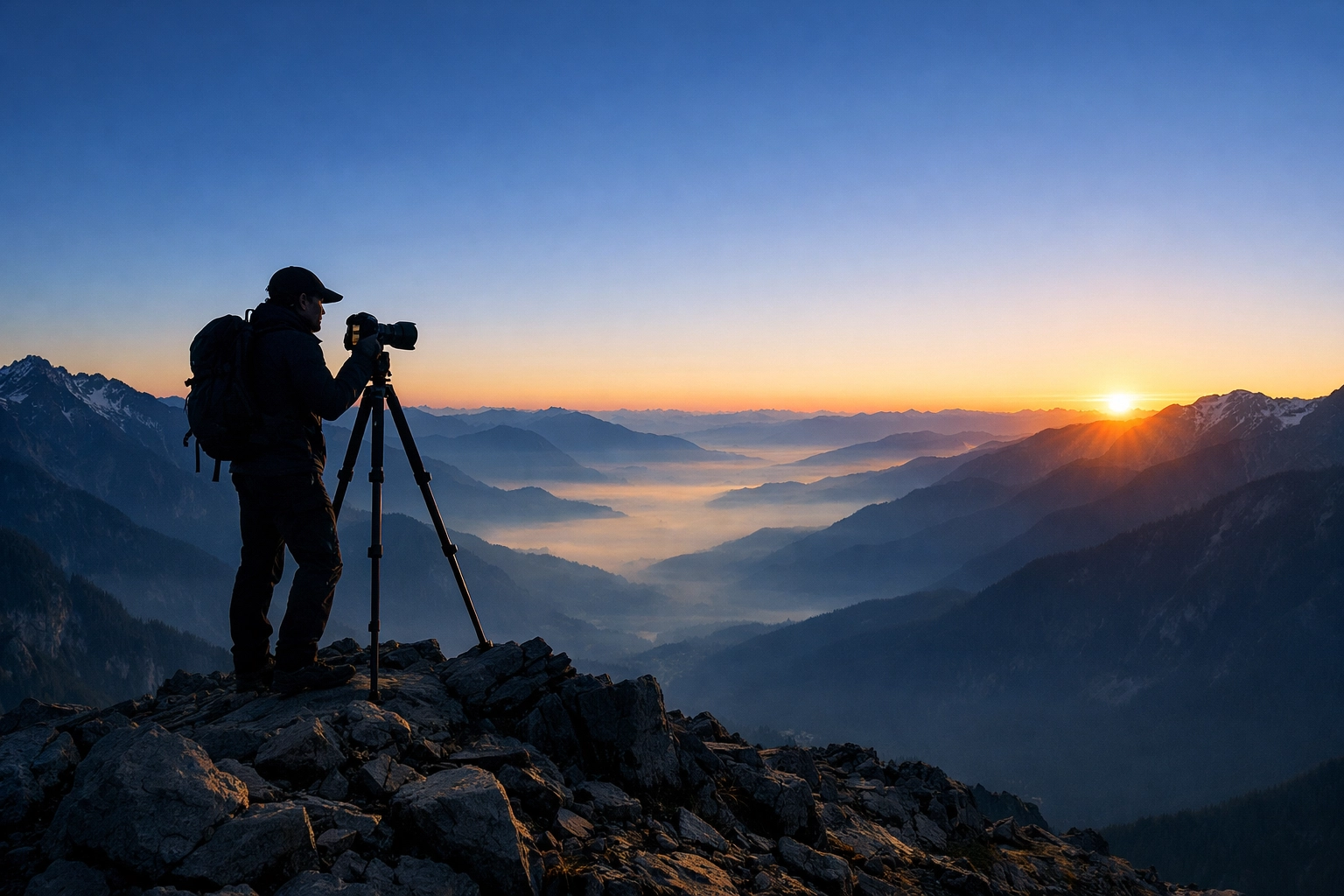 Landscape photographer on a mountain peak, concluding today’s biggest photography & videography news.