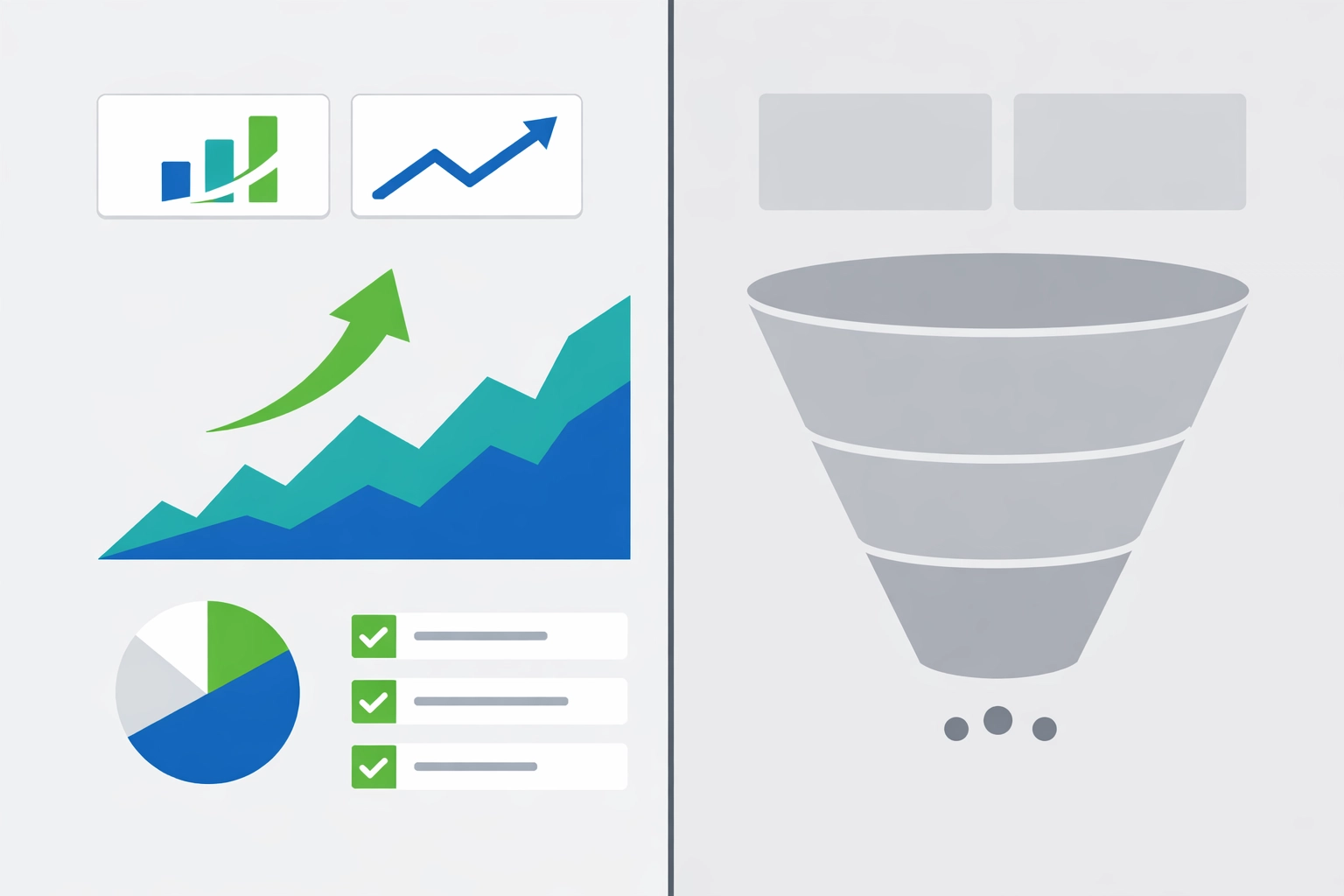 Dashboard showing high SEO traffic metrics contrasted with low sales pipeline conversion