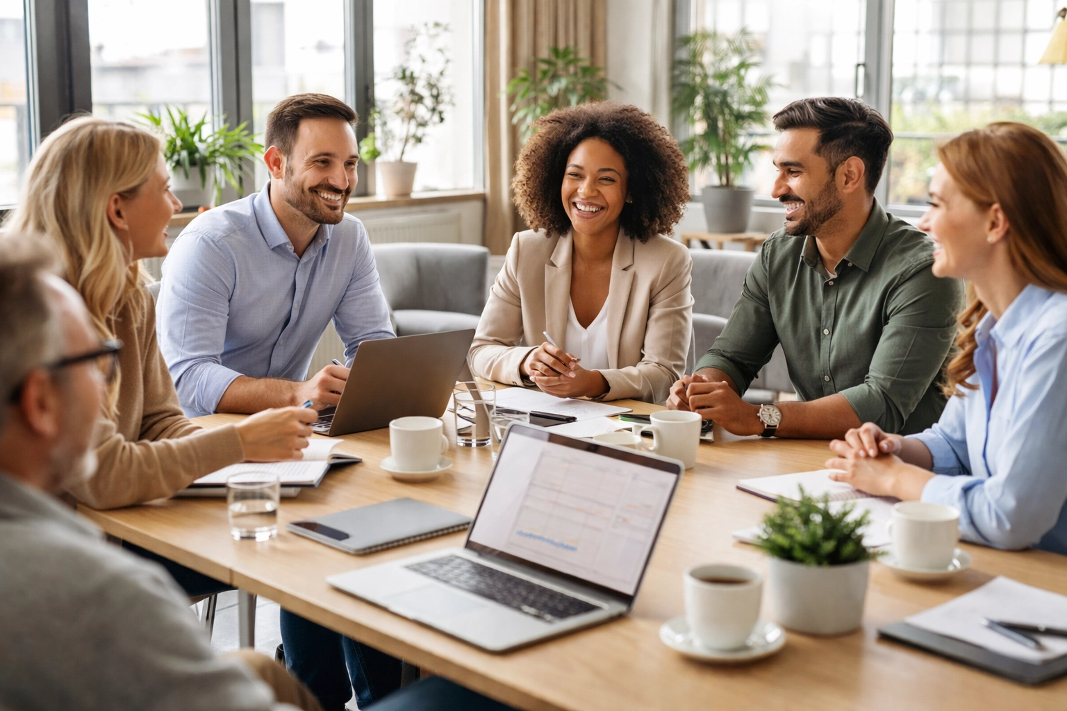 Diverse professionals collaborating in a meeting, illustrating teamwork and funding in UK startup companies