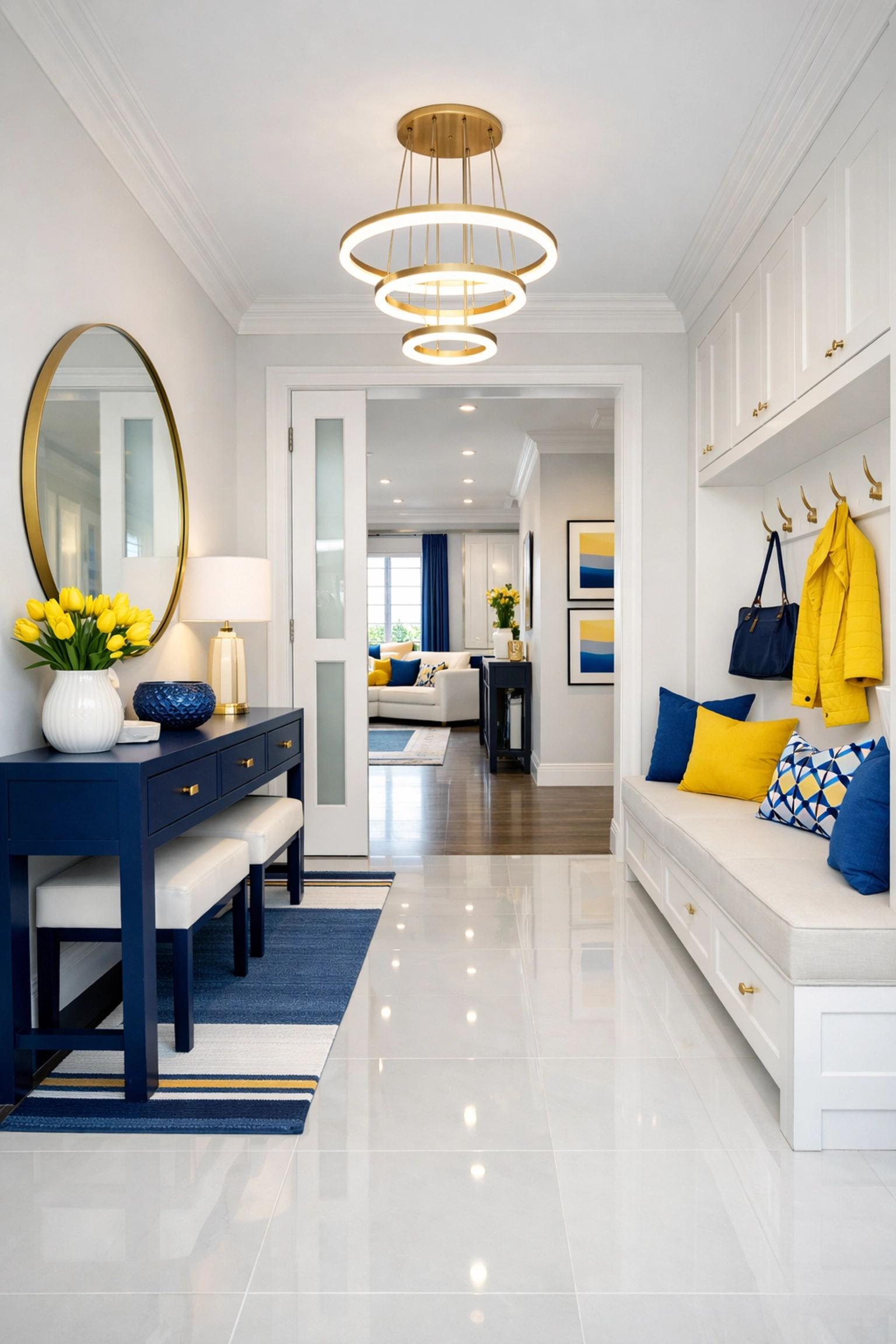 Sparkling white tile entryway in a Lancaster MA home after a deep house cleaning service by professionals.