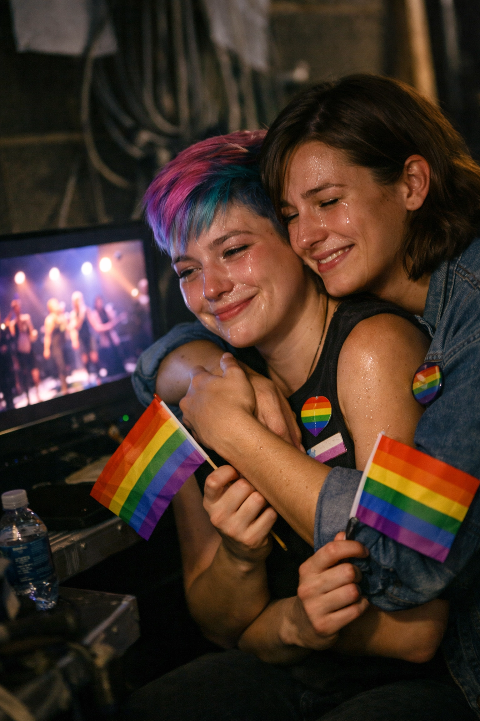 Young LGBTQ+ people celebrating emotional representation and non-binary visibility
