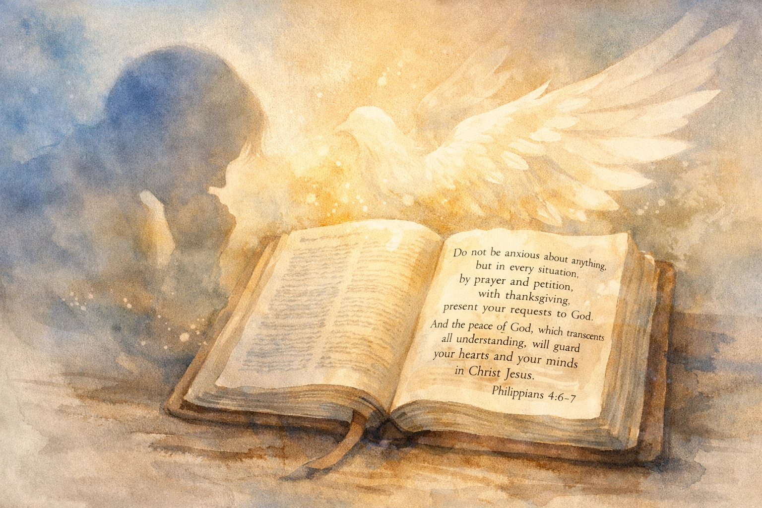 Open Bible showing Philippians 4:6-7 verse about peace during economic uncertainty