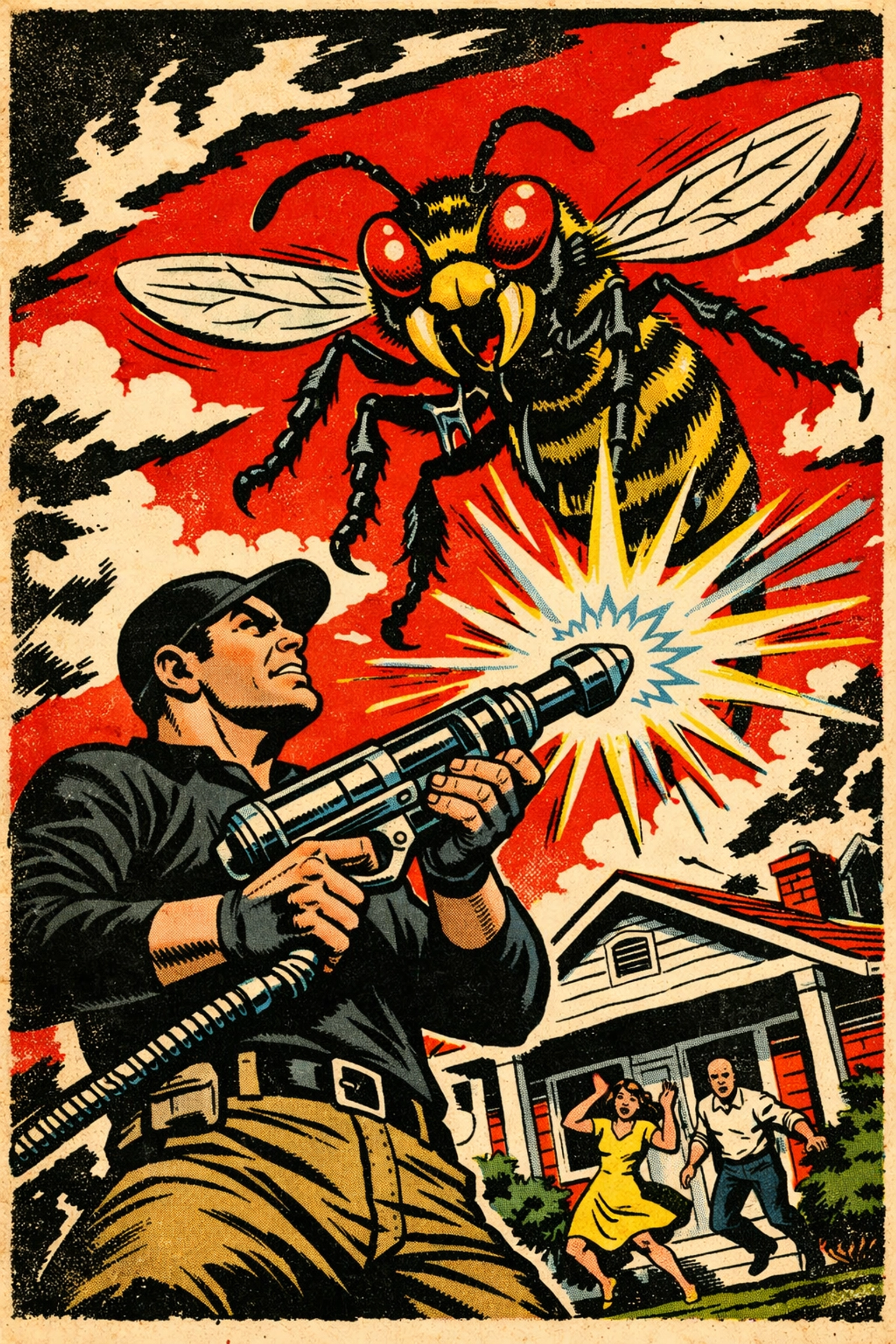 Pest X technician protecting a Jasper AL home from aggressive wasps and seasonal nest building in March.