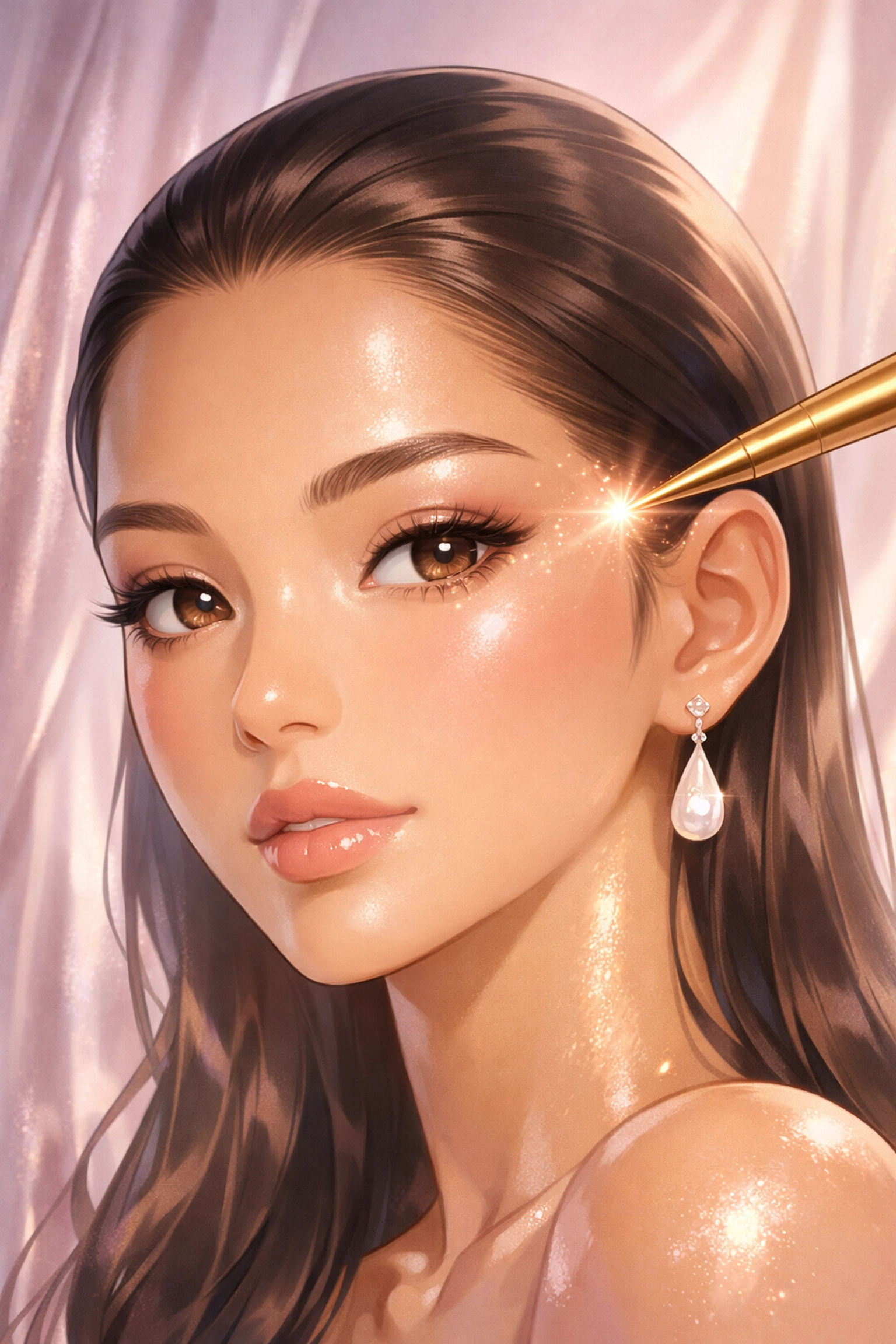 Luxury Nano Brows illustration showing precise needle application for natural-looking, healthy brow restoration.