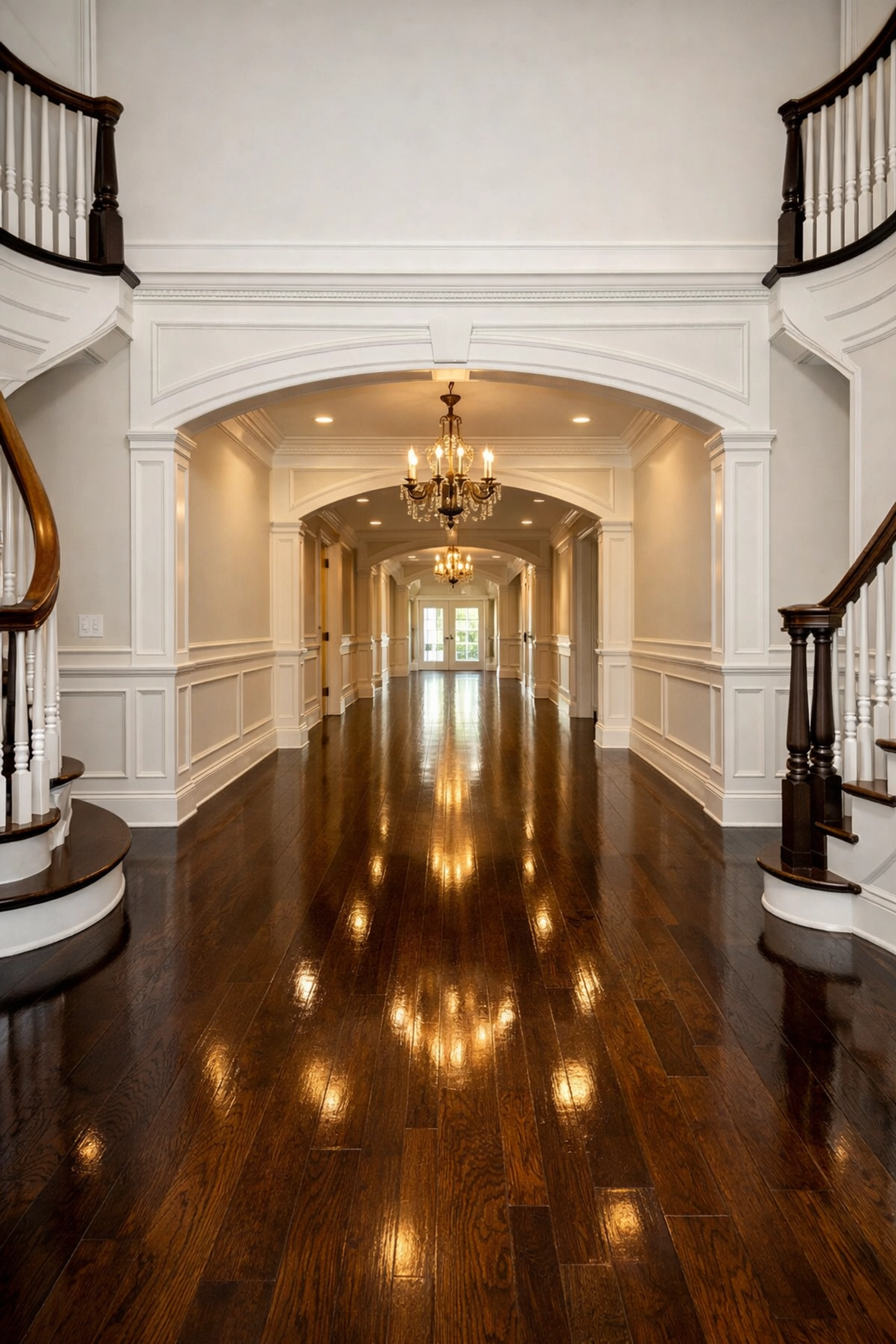 Empty luxury home with polished floors after a move-out house cleaning Sudbury MA session.