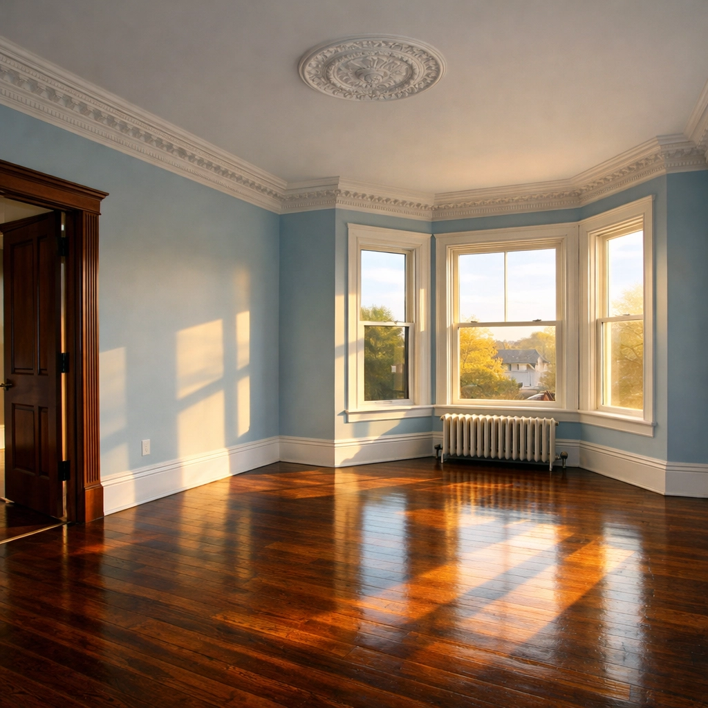 Pristine historic Victorian bedroom ready for new residents after move-in move-out cleaning Lowell.