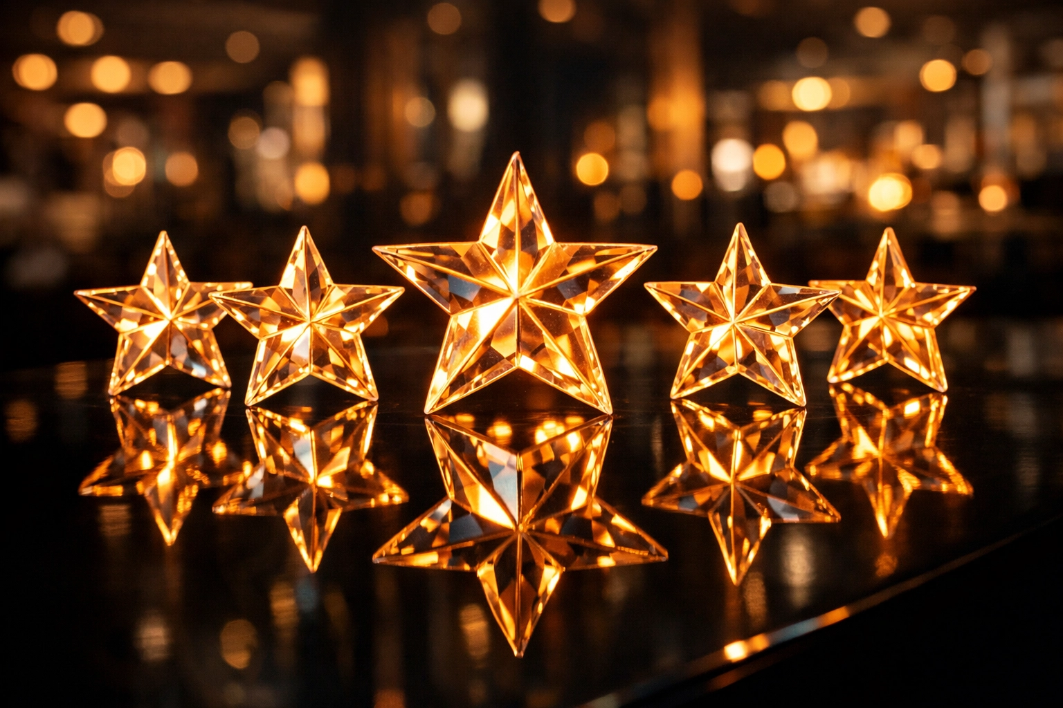 Five glowing stars symbolizing professional reputation management and customer reviews in Toronto.