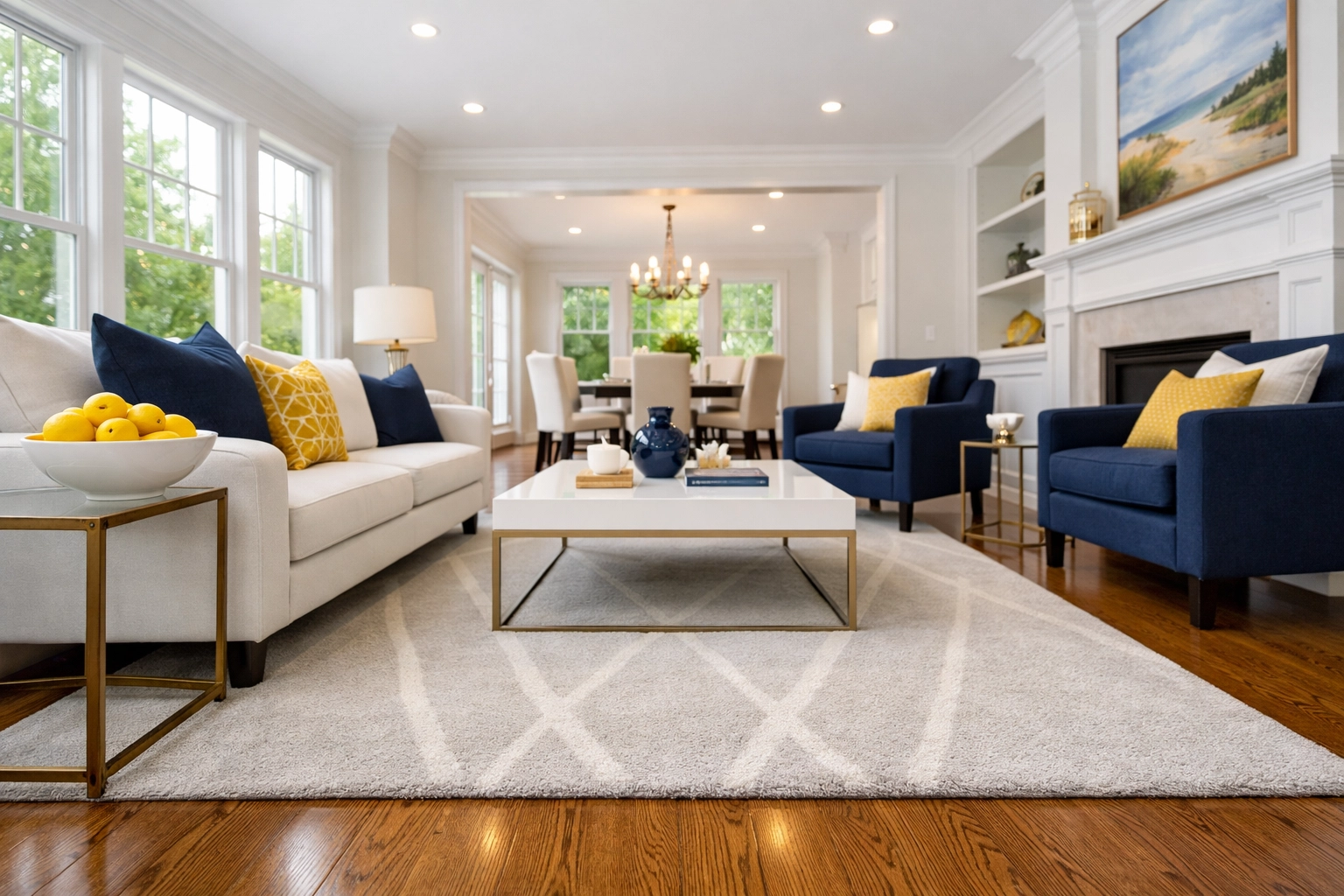 Immaculate Massachusetts living room ready for a walkthrough after move-in move-out cleaning services.