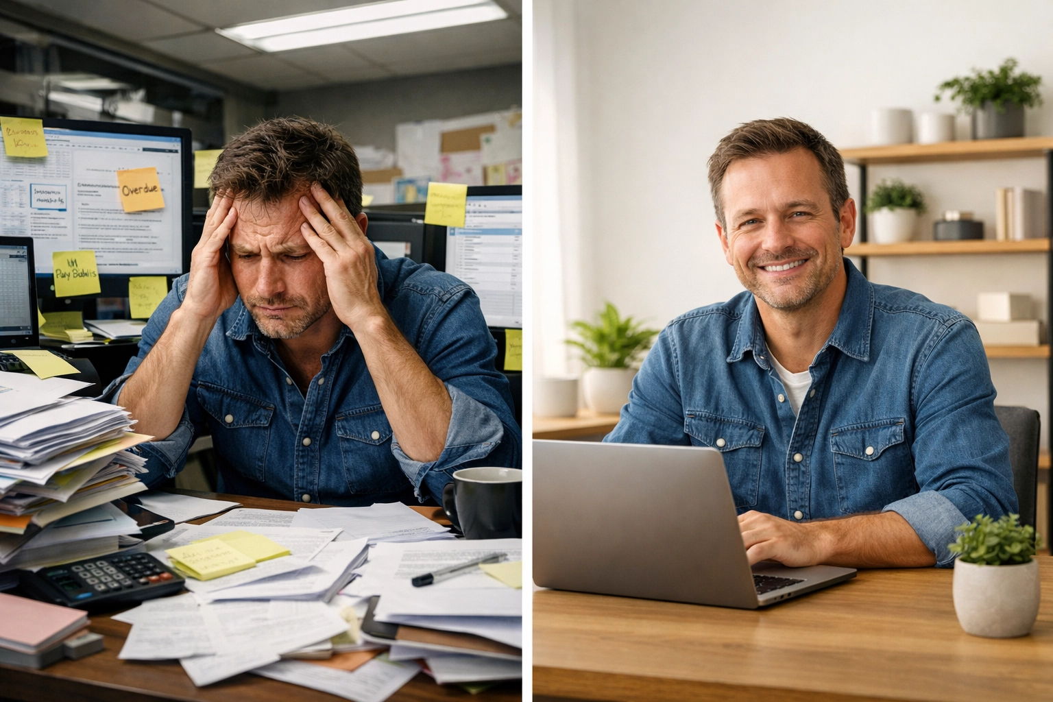 AI automation transforming chaotic manual marketing into streamlined efficiency