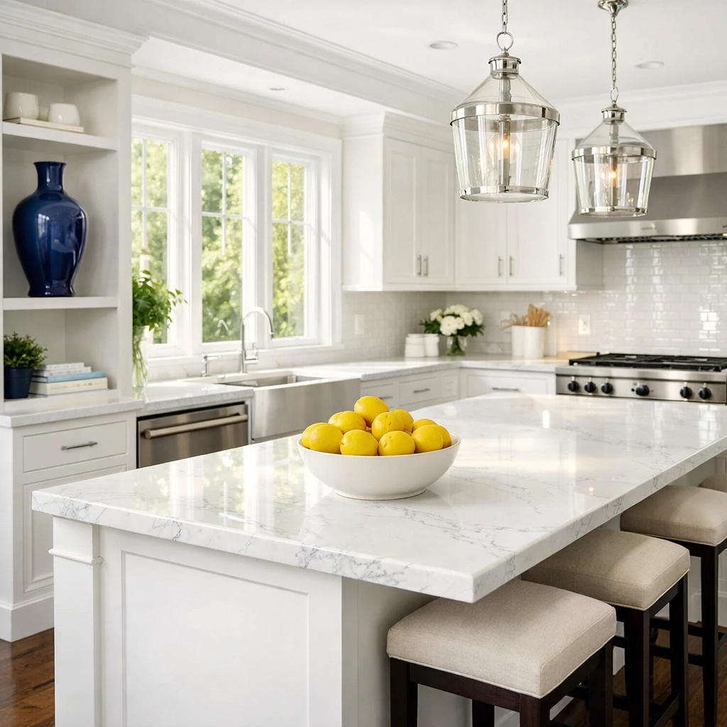 Spotless modern kitchen in Weston, MA, after a professional weekly house cleaning service.