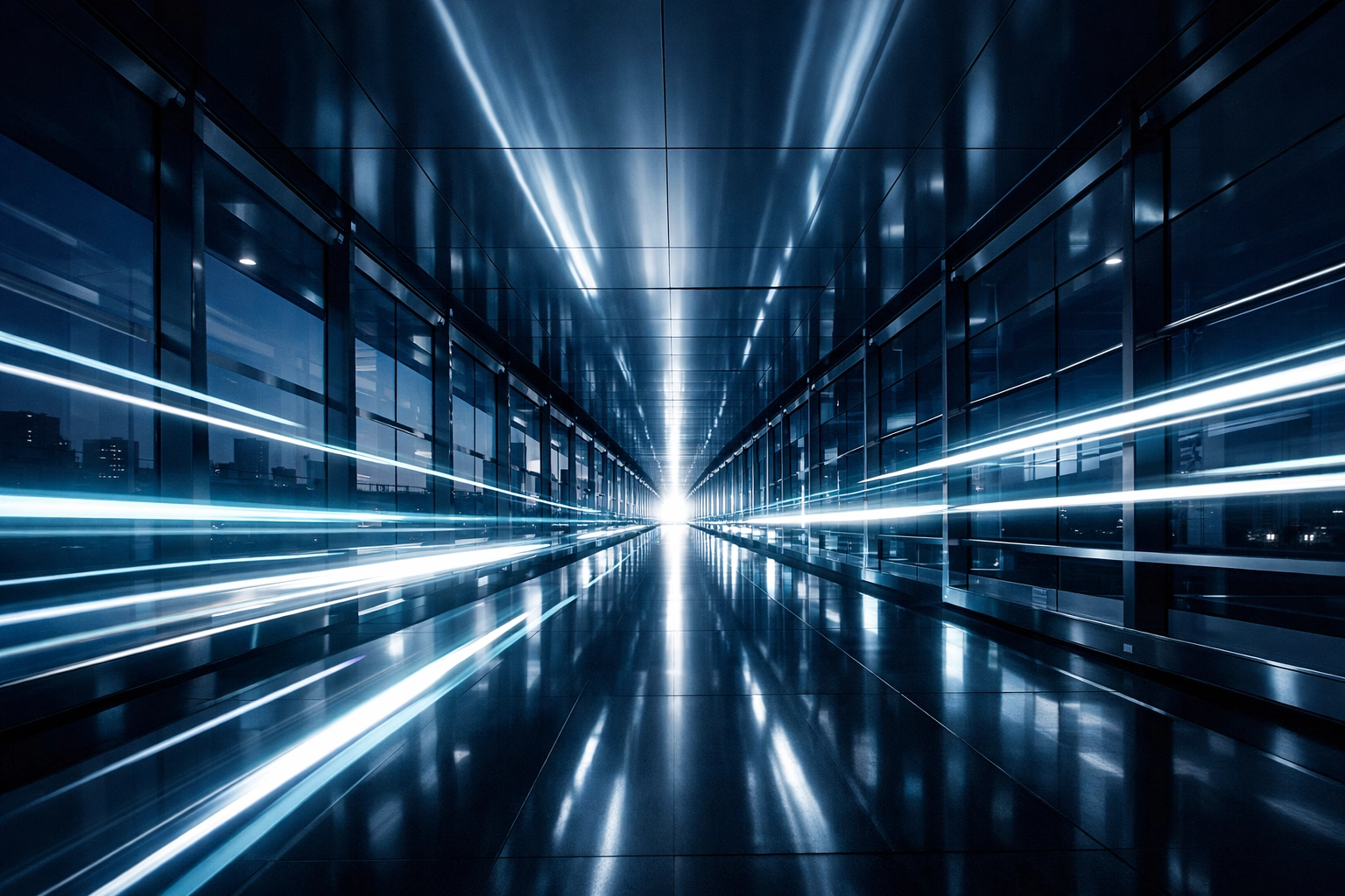 High-velocity light streaks symbolizing the speed of AR financing and improved business cash flow.