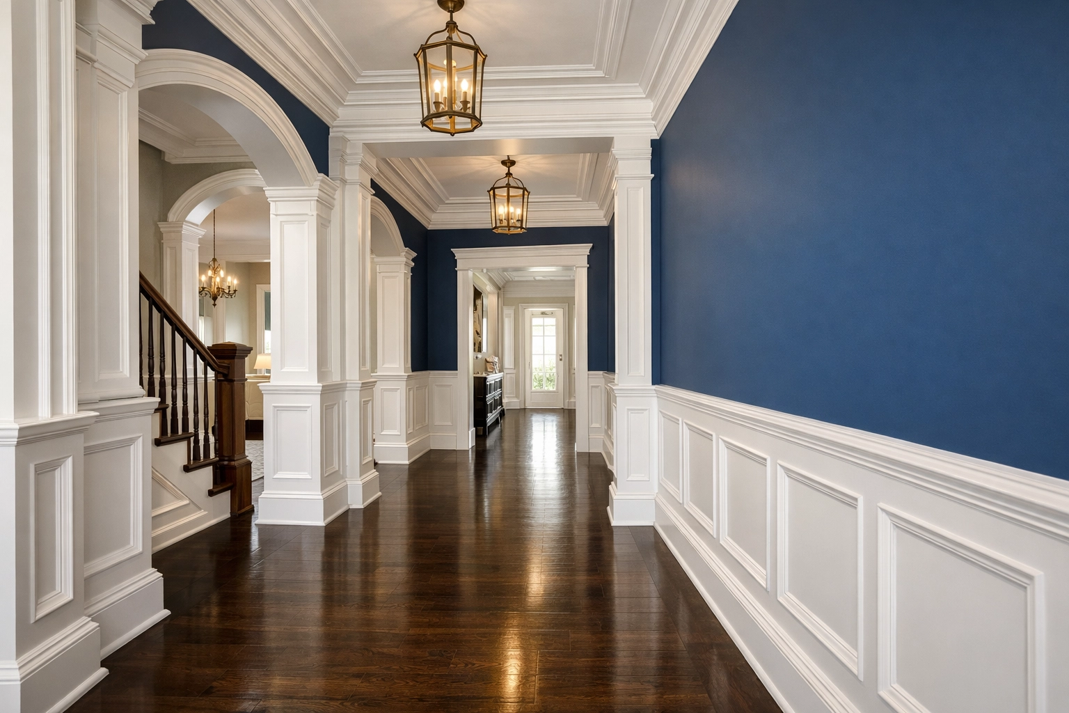 Immaculate hallway with clean baseboards after a residential deep cleaning in Stow, MA.
