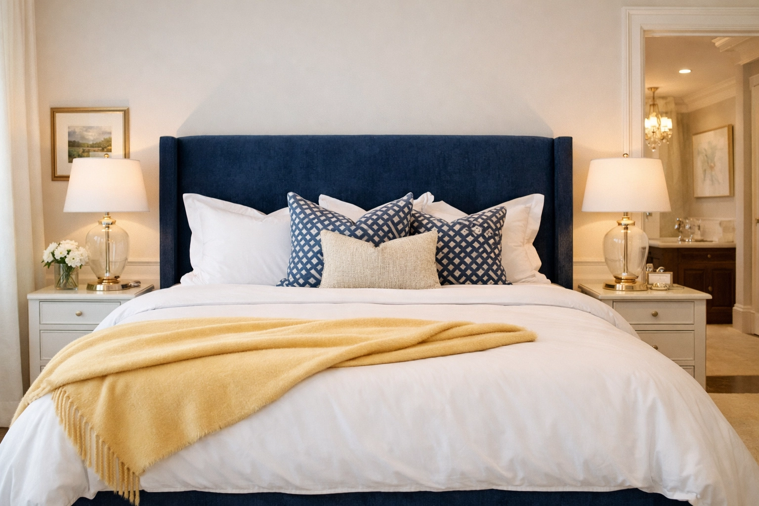 Expertly staged master suite highlighting the detail-oriented luxury house cleaning Wellesley MA provides.