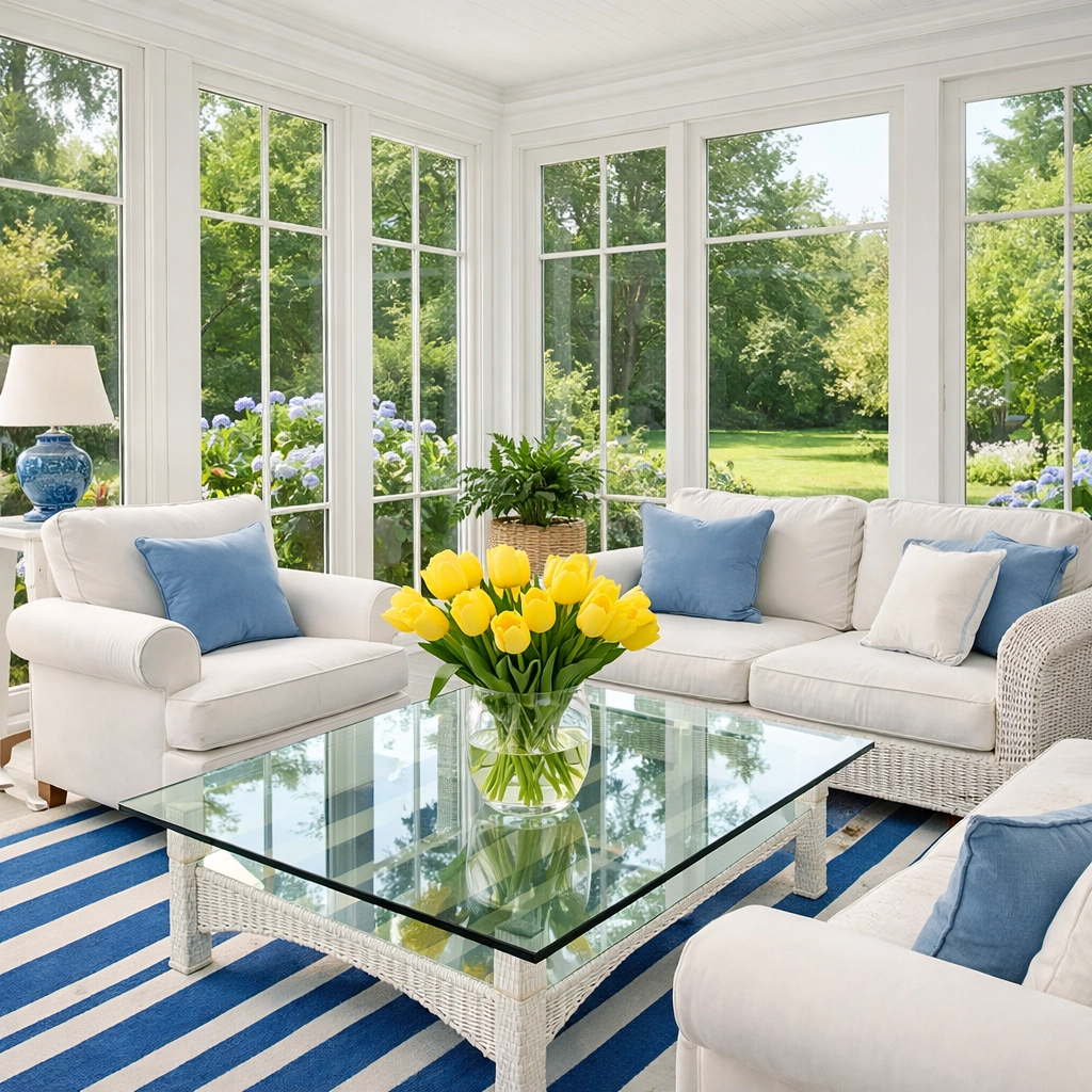 Bright Yarmouth Port sunroom reflecting the benefits of professional house cleaning.