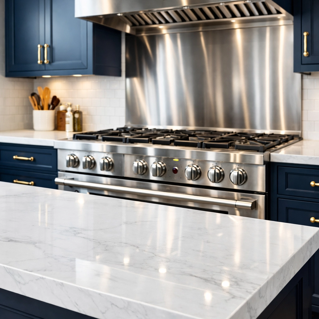 Professional deep cleaning in Marlborough removes grease from luxury kitchen counters and stoves.