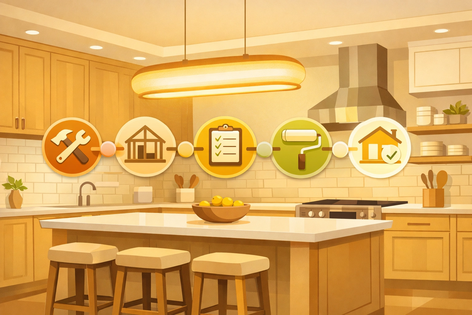 A kitchen renovation showcased through a professional construction photo documentation timeline.