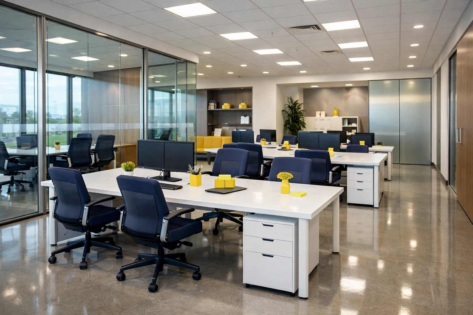 Impeccably clean corporate office in Westford MA illustrating expert commercial cleaning services.