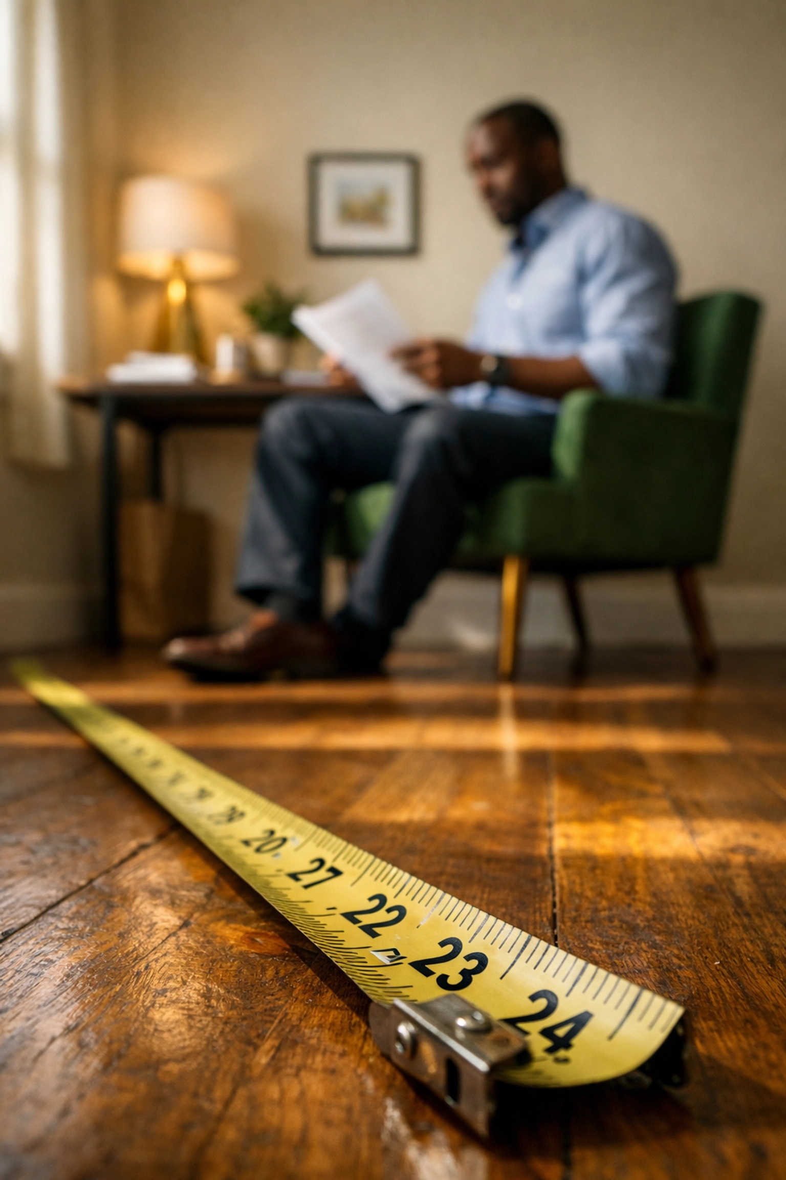 Self-employed professional measuring home office square footage for tax deduction eligibility